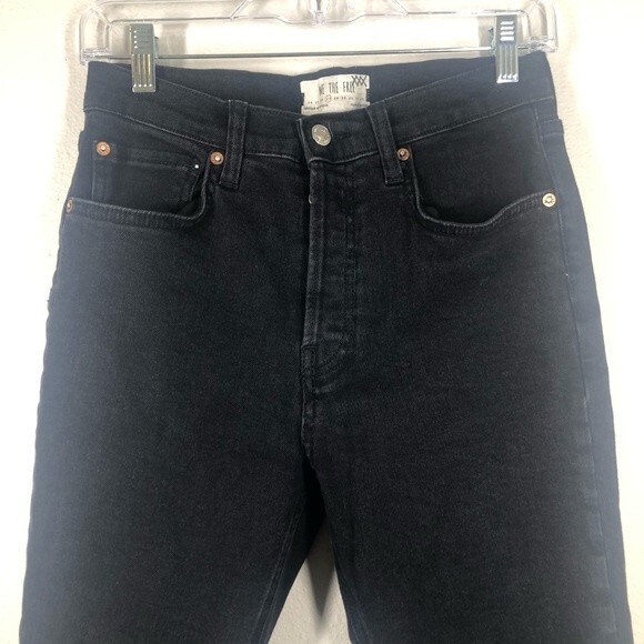 We The Free Stella Raw Hem Skinny Jeans Ripped Knee Button Fly Black 27 - Picture 2 of 11